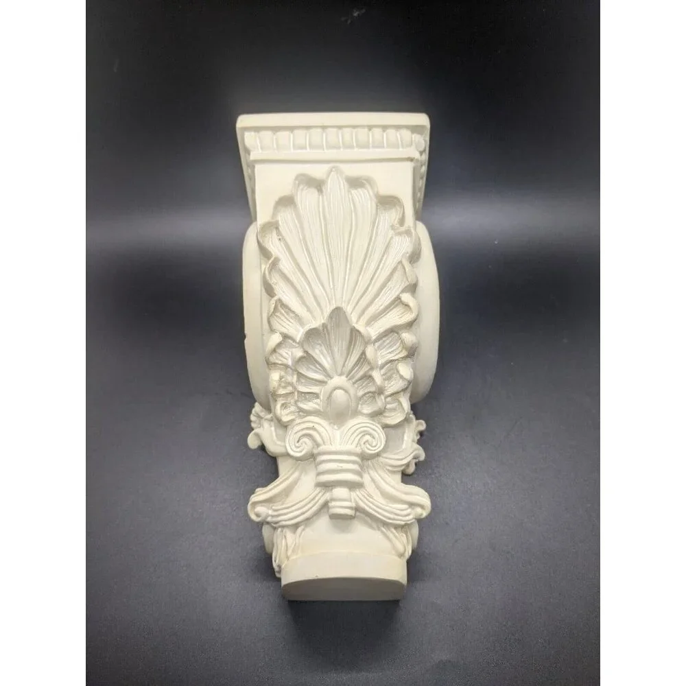 Pair Corbels for Curtain Rods or Scarf Ivory Resin Drapery Wall Sconce 7